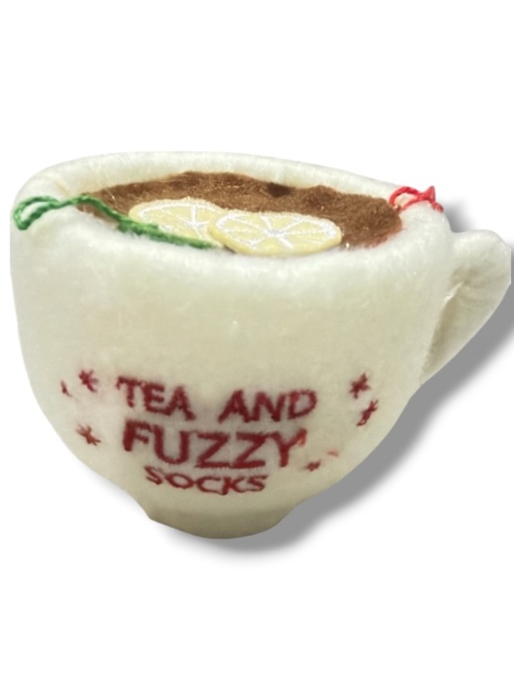 Tea and Fuzzy Socks Felt Christmas Tree Ornament Tea Cup Satchel Lemon Holiday